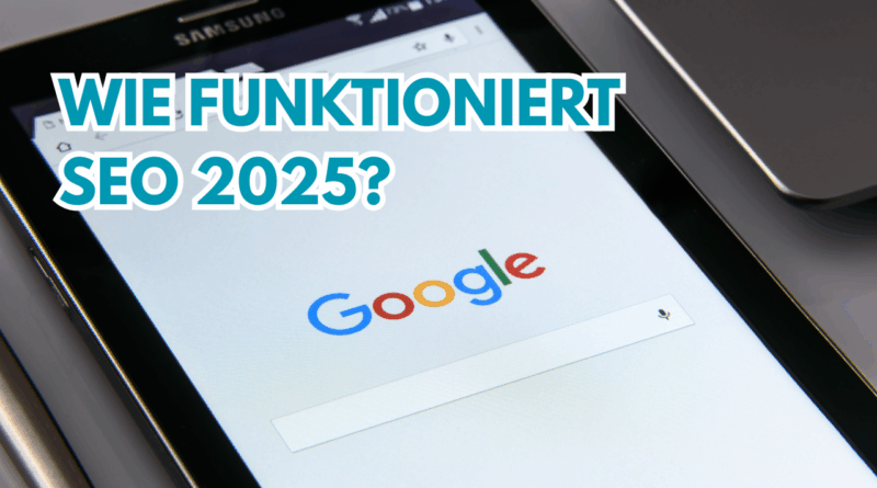 Grafik zum Thema SEO mit Suchleiste, Ranking-Symbolen und KI-Elementen